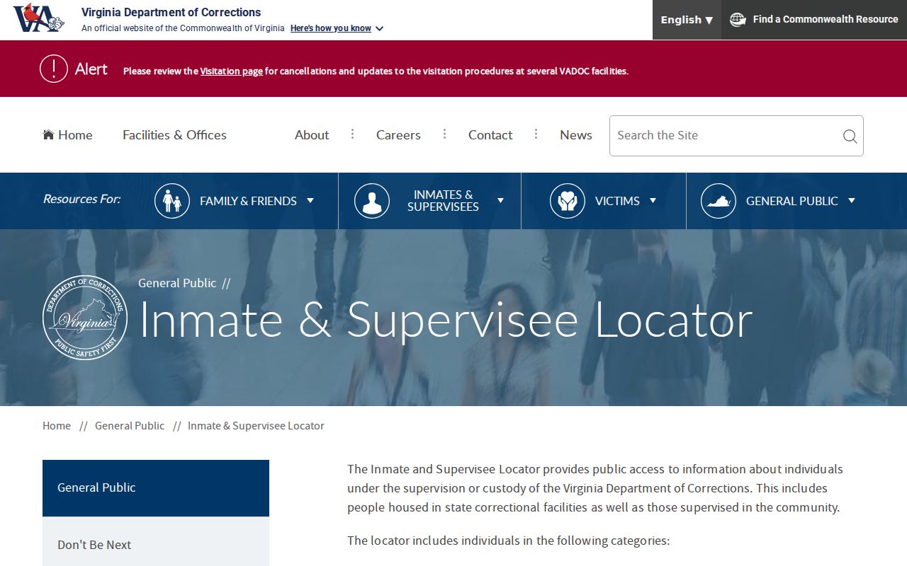 Virginia arrest search through the VADOC inmate locator