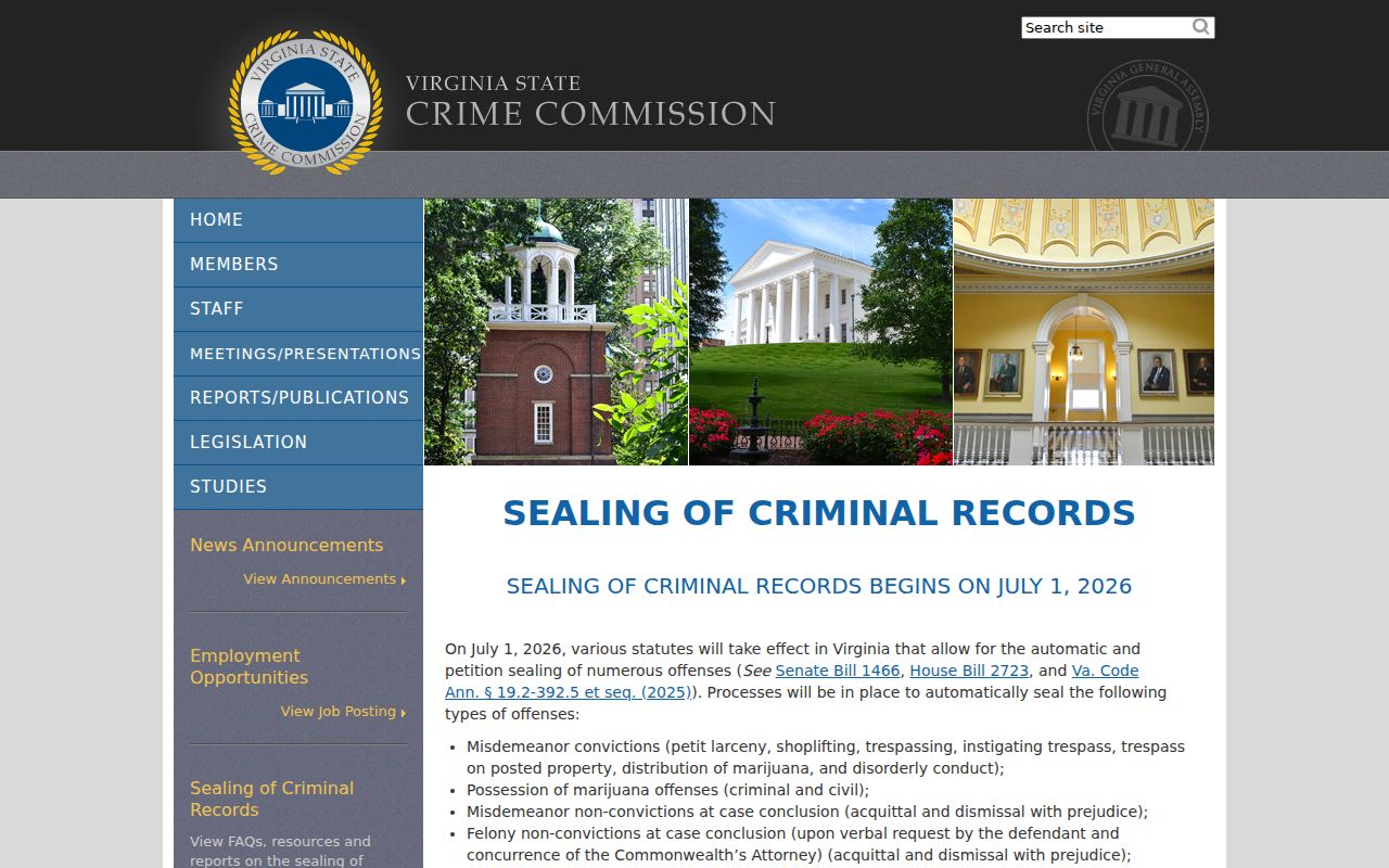 Virginia criminal record sealing information hub